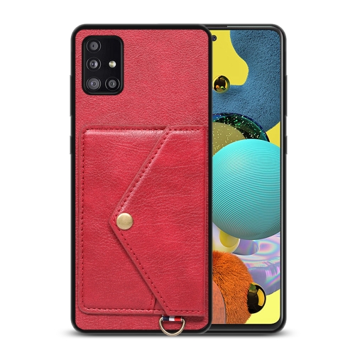 

For Samsung Galaxy A51 Litchi Texture Silicone + PC + PU Leather Back Cover Shockproof Case with Card Slot(Red)