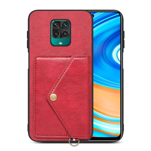 

For Xiaomi Redmi Note 9 Pro Litchi Texture Silicone + PC + PU Leather Back Cover Shockproof Case with Card Slot(Red)