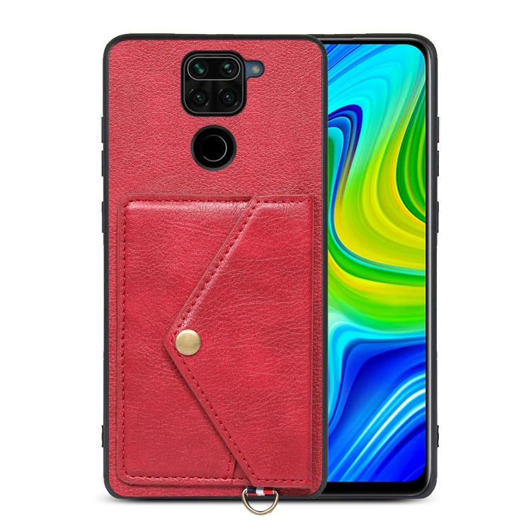 

For Xiaomi Redmi Note 9 Litchi Texture Silicone + PC + PU Leather Back Cover Shockproof Case with Card Slot(Red)