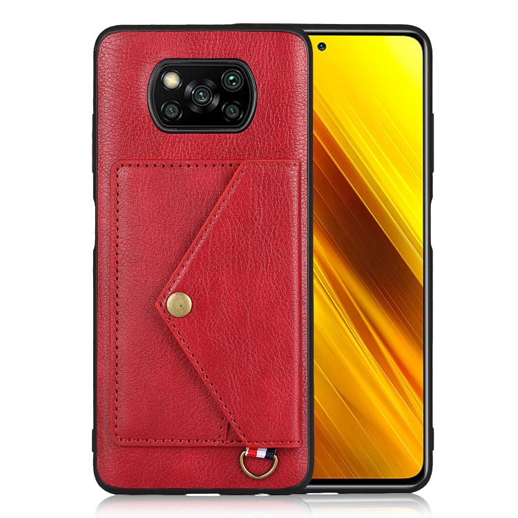 

For Xiaomi Poco X3 NFC Litchi Texture Silicone + PC + PU Leather Back Cover Shockproof Case with Card Slot(Red)