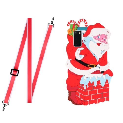 

For Samsang Galaxy S20 Christmas Series Silicone Shockproof Case with Neck Lanyard(Santa Claus)