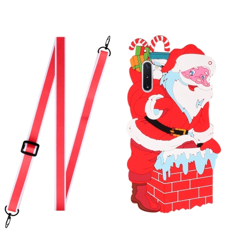 

For Samsang Galaxy Note10 Christmas Series Silicone Shockproof Case with Neck Lanyard(Santa Claus)