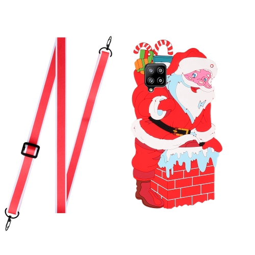 

For Samsang Galaxy A42 5G Christmas Series Silicone Shockproof Case with Neck Lanyard(Santa Claus)