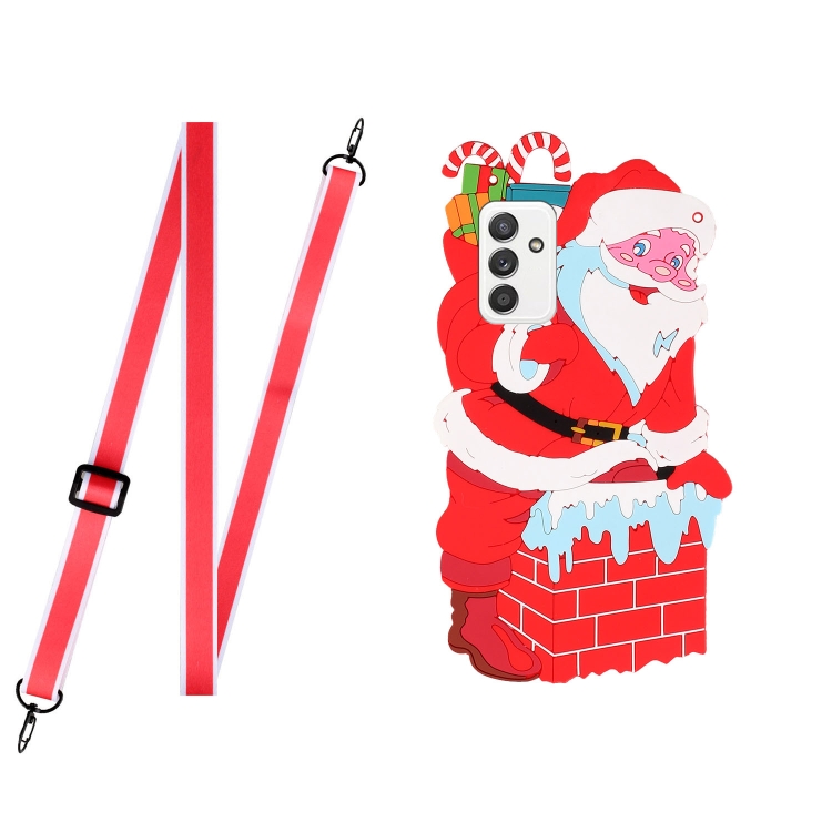 

For Samsang Galaxy A32 4G Christmas Series Silicone Shockproof Case with Neck Lanyard(Santa Claus)