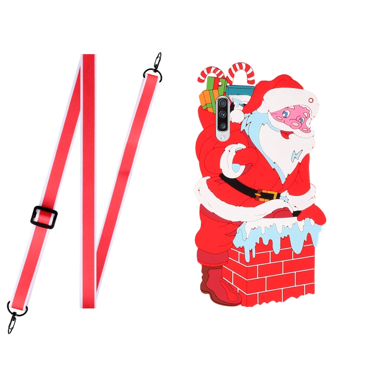 

For Samsang Galaxy A02 Christmas Series Silicone Shockproof Case with Neck Lanyard(Santa Claus)