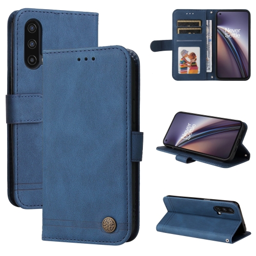

For OnePlus Nord CE 5G Skin Feel Life Tree Metal Button Horizontal Flip Leather Case with Holder & Card Slot & Wallet & Photo Frame & Strap(Blue)