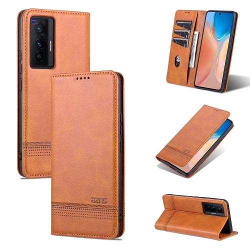 

For vivo X70 AZNS Magnetic Calf Texture Horizontal Flip Leather Case with Card Slots & Holder & Wallet(Light Brown)