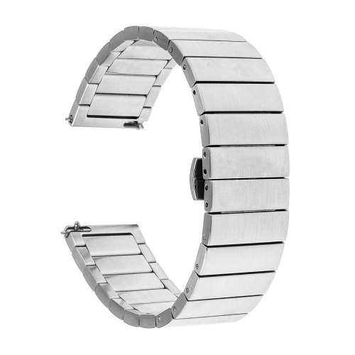 

18mm For Samsung Smart Watch One-bead Steel Butterfly Buckle Replacement Strap Watchband(Silver)