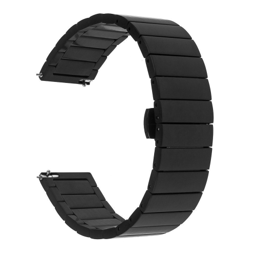 

22mm For Samsung Smart Watch One-bead Steel Butterfly Buckle Replacement Strap Watchband(Black)