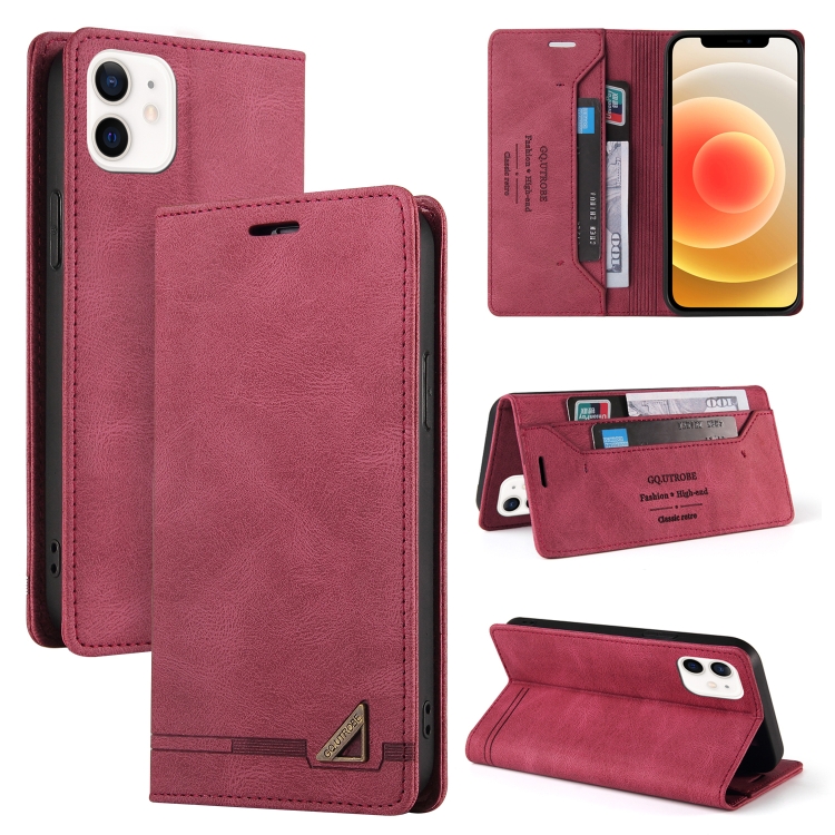 

Skin Feel Anti-theft Brush Horizontal Flip Leather Case with Holder & Card Slots & Wallet For iPhone 12 / 12 Pro(Wine Red)