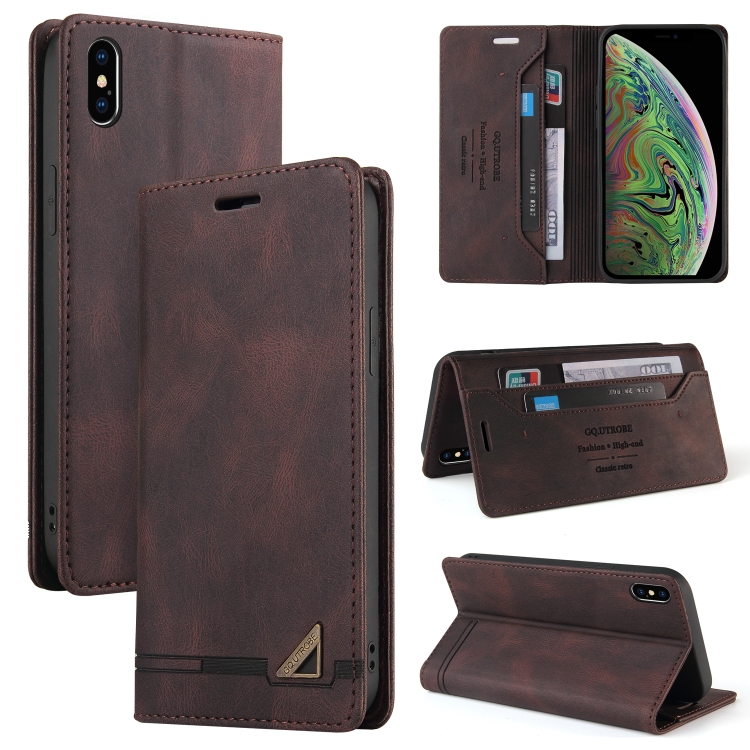 

Skin Feel Anti-theft Brush Horizontal Flip Leather Case with Holder & Card Slots & Wallet For iPhone XS Max(Brown)