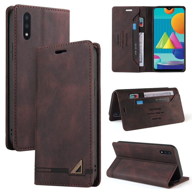 

For Samsung Galaxy A02 Skin Feel Anti-theft Brush Horizontal Flip Leather Case with Holder & Card Slots & Wallet(Brown)