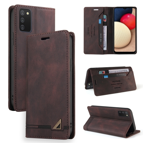 

For Samsung Galaxy A02s EU Edition Skin Feel Anti-theft Brush Horizontal Flip Leather Case with Holder & Card Slots & Wallet(Brown)