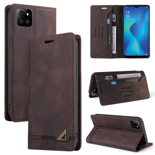 

For Samsung Galaxy A22 5G Skin Feel Anti-theft Brush Horizontal Flip Leather Case with Holder & Card Slots & Wallet(Brown)