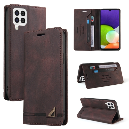 

For Samsung Galaxy A22 4G Skin Feel Anti-theft Brush Horizontal Flip Leather Case with Holder & Card Slots & Wallet(Brown)