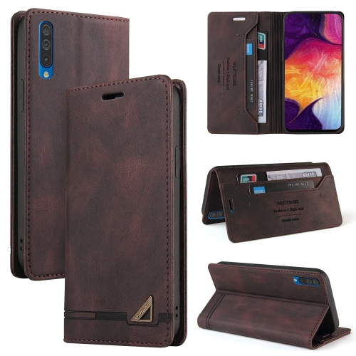 

For Samsung Galaxy A50 Skin Feel Anti-theft Brush Horizontal Flip Leather Case with Holder & Card Slots & Wallet(Brown)