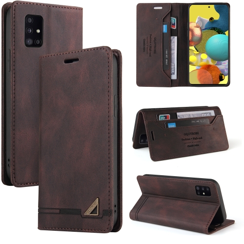 

For Samsung Galaxy A51 Skin Feel Anti-theft Brush Horizontal Flip Leather Case with Holder & Card Slots & Wallet(Brown)