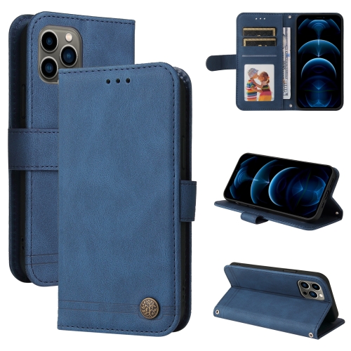 

Skin Feel Life Tree Metal Button Horizontal Flip Leather Case with Holder & Card Slot & Wallet & Photo Frame & Strap For iPhone 11 Pro(Blue)