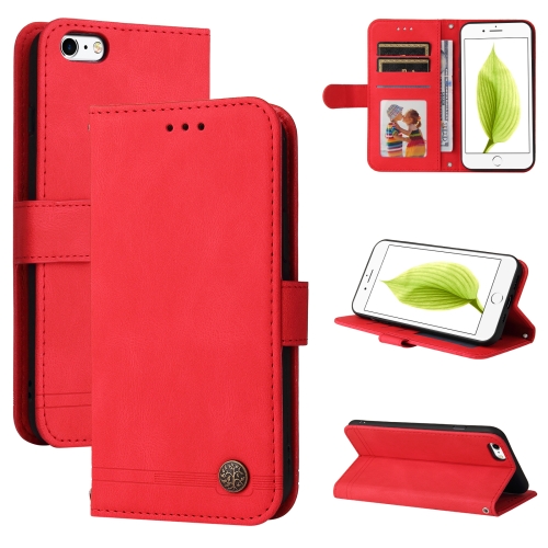 

Skin Feel Life Tree Metal Button Horizontal Flip Leather Case with Holder & Card Slot & Wallet & Photo Frame & Strap For iPhone 6 / 6s(Red)