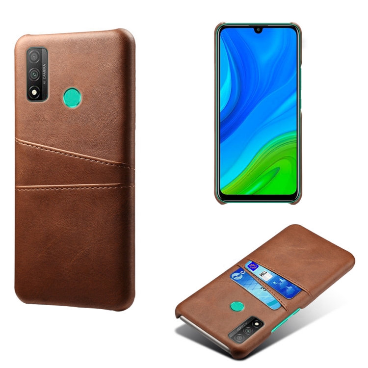 

For Huawei P smart 2020 Calf Texture PC + PU Leather Back Cover Shockproof Case with Dual Card Slots(Brown)