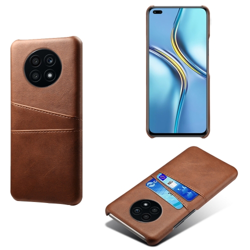 

For Huawei nova 8i Calf Texture PC + PU Leather Back Cover Shockproof Case with Dual Card Slots(Brown)