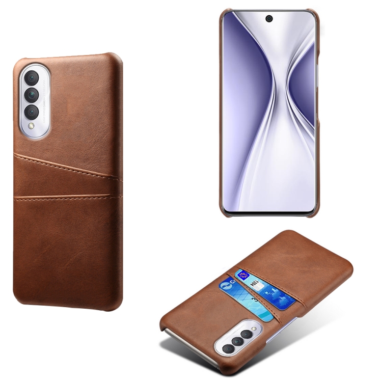

For Honor X20 SE Calf Texture PC + PU Leather Back Cover Shockproof Case with Dual Card Slots(Brown)