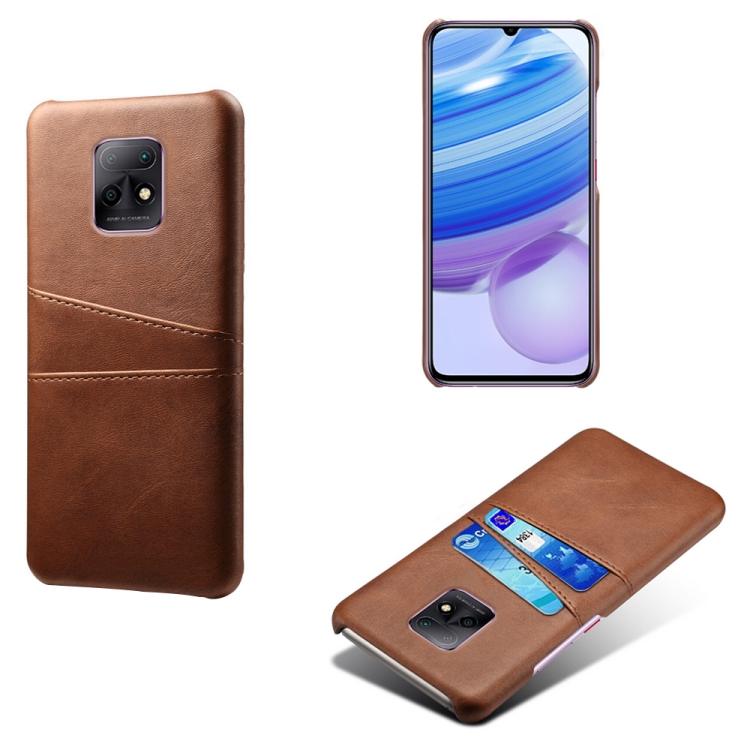 

For Xiaomi Redmi 10X Pro 5G Calf Texture PC + PU Leather Back Cover Shockproof Case with Dual Card Slots(Brown)