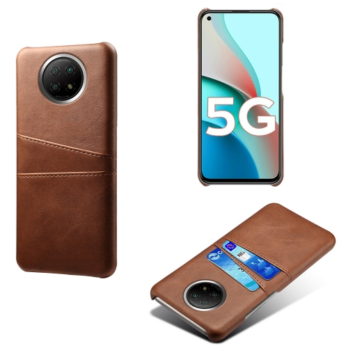 

For Xiaomi Redmi Note 9 5G Calf Texture PC + PU Leather Back Cover Shockproof Case with Dual Card Slots(Brown)