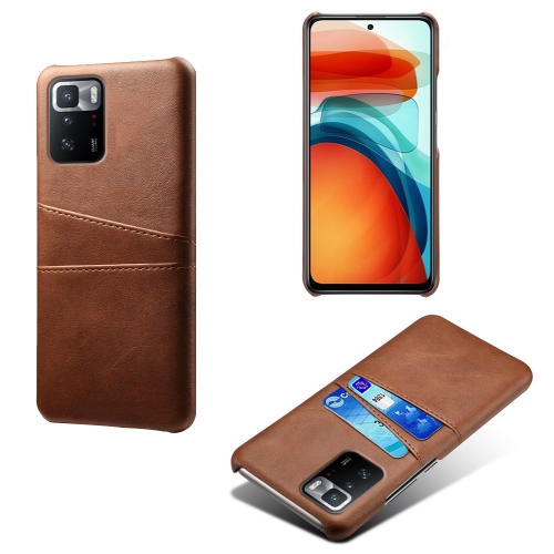 

For Xiaomi Redmi Note 10 Pro 5G Calf Texture PC + PU Leather Back Cover Shockproof Case with Dual Card Slots(Brown)