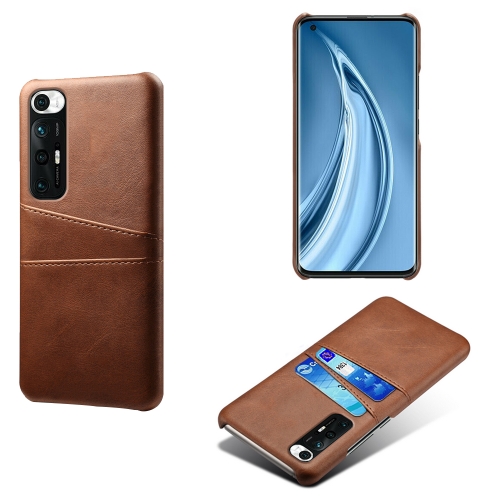 

For Xiaomi Mi 10S Calf Texture PC + PU Leather Back Cover Shockproof Case with Dual Card Slots(Brown)