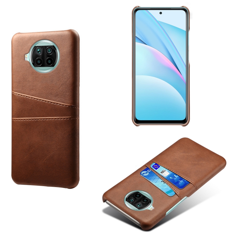 

For Xiaomi Mi 10T Lite Calf Texture PC + PU Leather Back Cover Shockproof Case with Dual Card Slots(Brown)