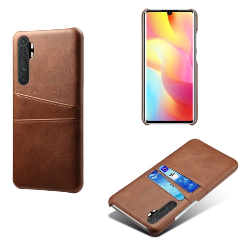 

For Xiaomi Mi Note 10 Lite Calf Texture PC + PU Leather Back Cover Shockproof Case with Dual Card Slots(Brown)