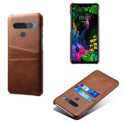 

For LG G8S ThinQ Calf Texture PC + PU Leather Back Cover Shockproof Case with Dual Card Slots(Brown)