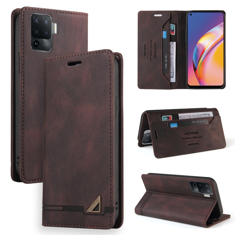 

For OPPO A94 Skin Feel Anti-theft Brush Horizontal Flip Leather Case with Holder & Card Slots & Wallet(Brown)