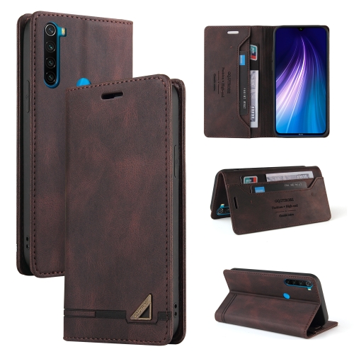 

For Xiaomi Redmi Note 8T Skin Feel Anti-theft Brush Horizontal Flip Leather Case with Holder & Card Slots & Wallet(Brown)