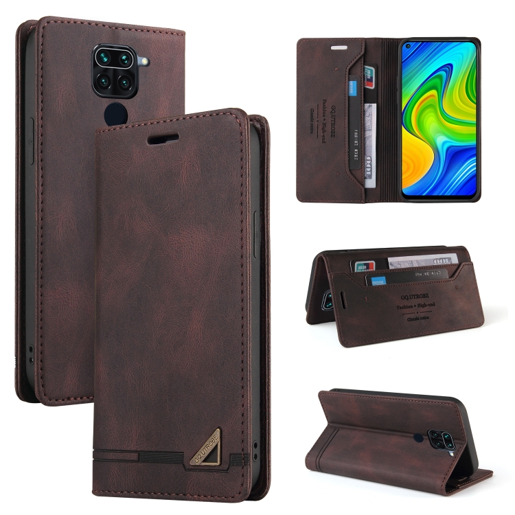

For Xiaomi Redmi Note 9 Skin Feel Anti-theft Brush Horizontal Flip Leather Case with Holder & Card Slots & Wallet(Brown)