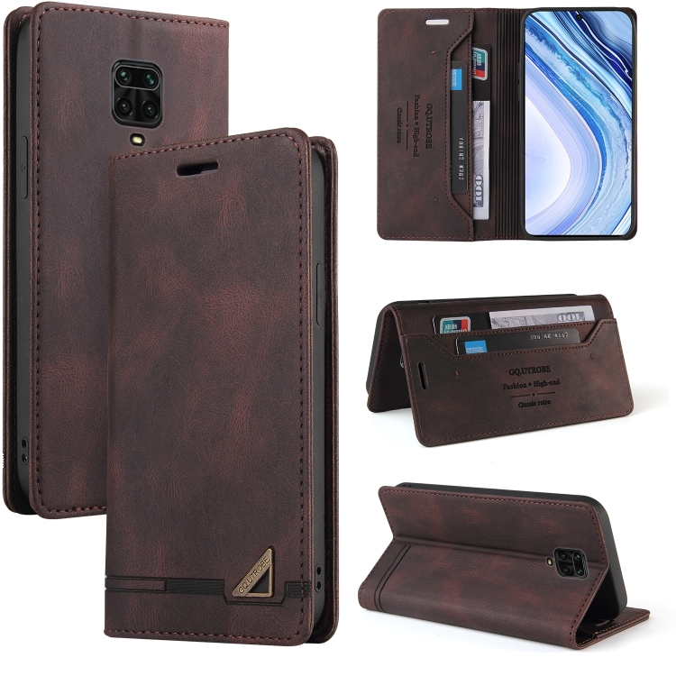

For Xiaomi Redmi Note 9S Skin Feel Anti-theft Brush Horizontal Flip Leather Case with Holder & Card Slots & Wallet(Brown)