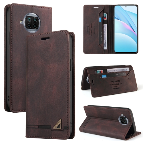 

For Xiaomi Mi 10T Lite 5G Skin Feel Anti-theft Brush Horizontal Flip Leather Case with Holder & Card Slots & Wallet(Brown)