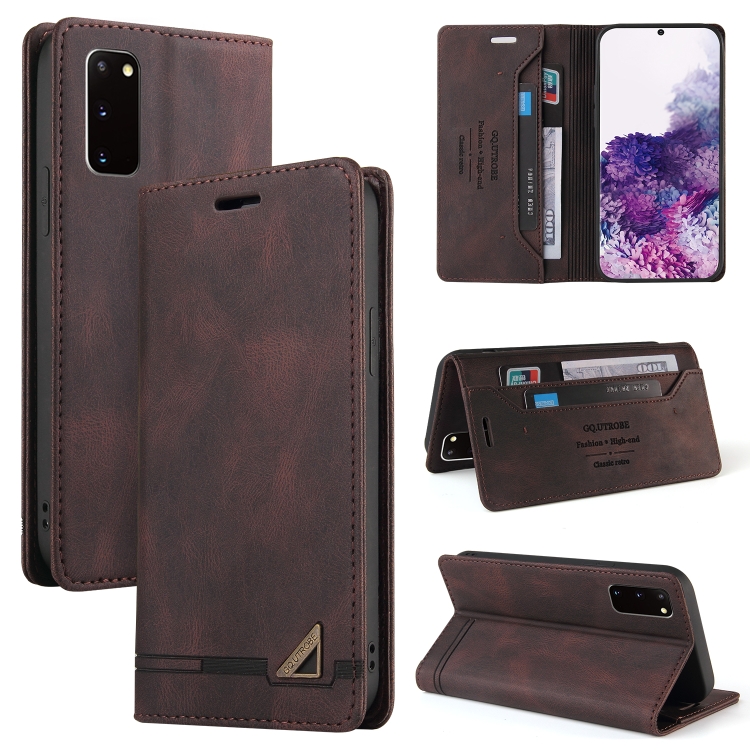 

For Samsung Galaxy S20 Skin Feel Anti-theft Brush Horizontal Flip Leather Case with Holder & Card Slots & Wallet(Brown)