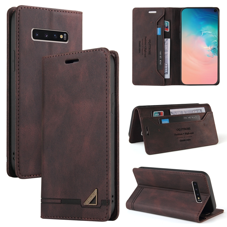 

For Samsung Galaxy S10 Skin Feel Anti-theft Brush Horizontal Flip Leather Case with Holder & Card Slots & Wallet(Brown)