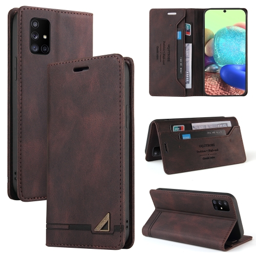 

For Samsung Galaxy A71 4G Skin Feel Anti-theft Brush Horizontal Flip Leather Case with Holder & Card Slots & Wallet(Brown)