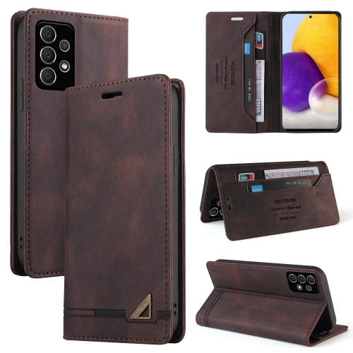 

For Samsung Galaxy A72 5G / 4G Skin Feel Anti-theft Brush Horizontal Flip Leather Case with Holder & Card Slots & Wallet(Brown)