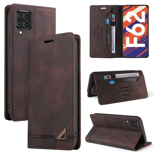 

For Samsung Galaxy F62 / M62 Skin Feel Anti-theft Brush Horizontal Flip Leather Case with Holder & Card Slots & Wallet(Brown)