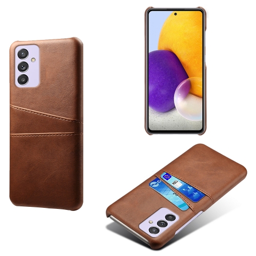 

For Samsung Galaxy A82 5G Calf Texture PC + PU Leather Back Cover Shockproof Case with Dual Card Slots(Brown)