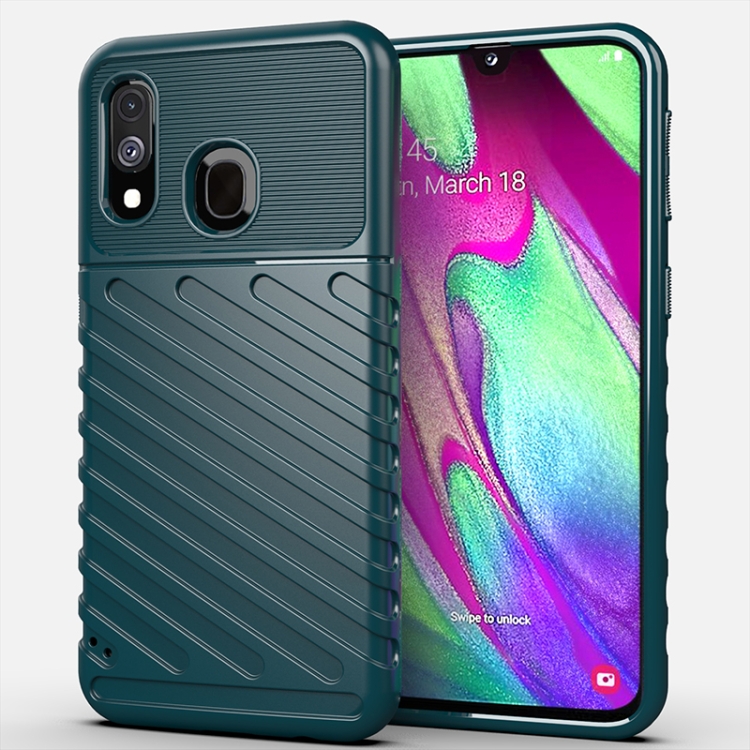 

For Galaxy A40 Thunderbolt Shockproof TPU Soft Case(Green)