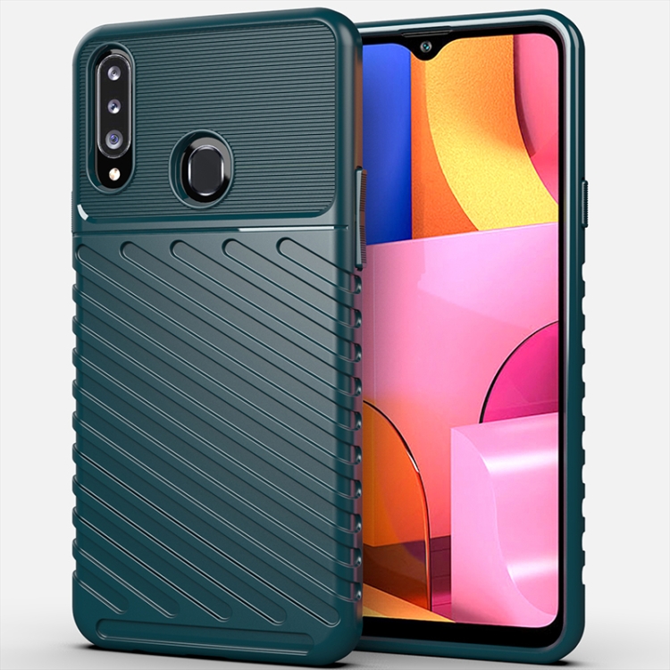 

For Galaxy A20s Thunderbolt Shockproof TPU Soft Case(Green)