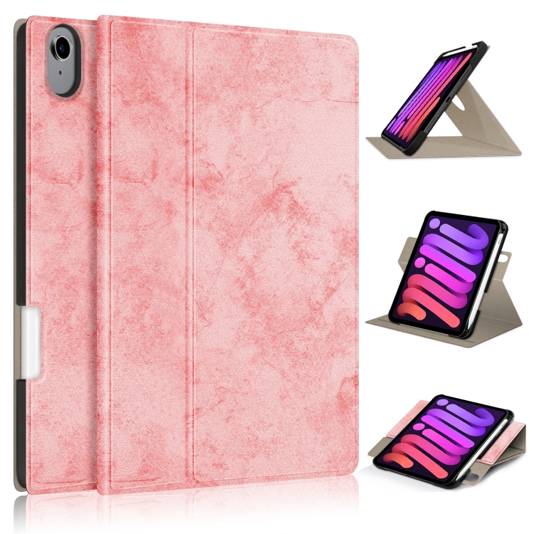 

Solid Color Voltage Horizontal Flip PU Leather Case with Rotating Holder & Pen Slot & Sleep / Wake-up Function For iPad mini 6(Pink)