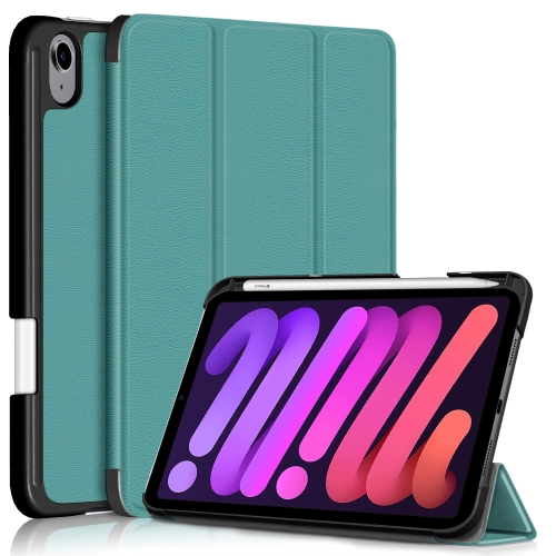 

Solid Color TPU Horizontal Flip Leather Case with Three-folding Holder & Pen Slot & Sleep / Wake-up Function For iPad mini 6(Dark Green)