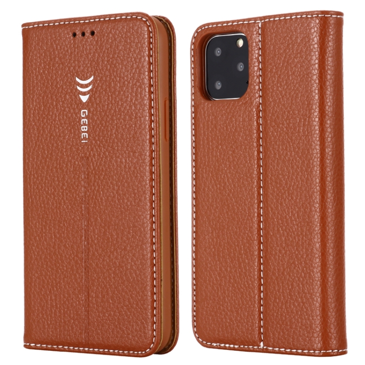 

For iPhone 11 Pro Max GEBEI PU+TPU Horizontal Flip Protective Case with Holder & Card Slots(Brown)
