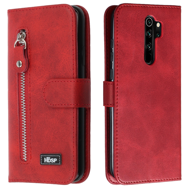 

For Xiaomi Redmi Note 8 Pro Zipper Horizontal Flip Leather Case with Wallet & Holder & Card Slots(Red)